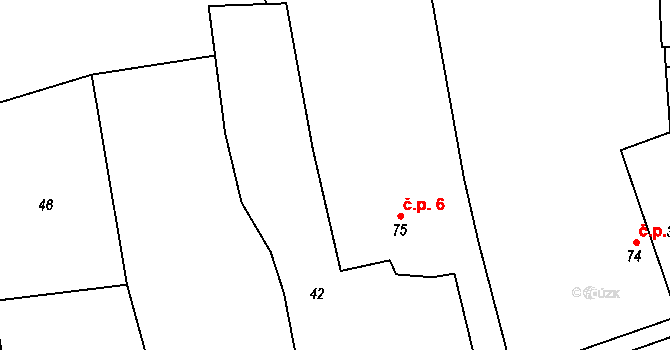 Jívová 6 na parcele st. 75 v KÚ Jívová, Katastrální mapa