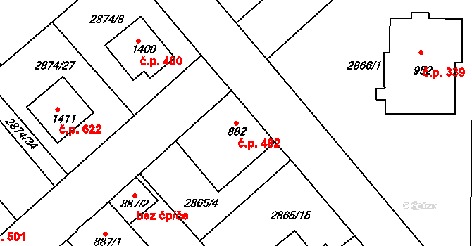 Cvikov II 482, Cvikov na parcele st. 882 v KÚ Cvikov, Katastrální mapa