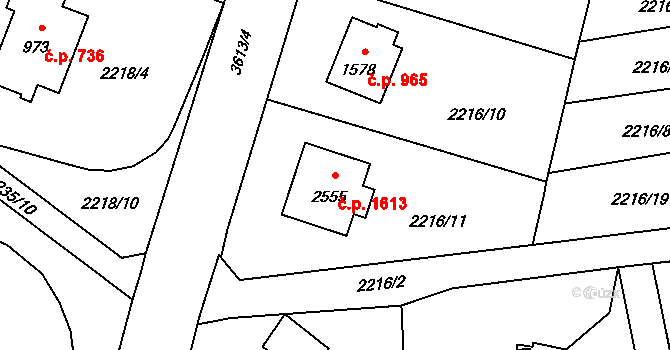 Rožnov pod Radhoštěm 1613 na parcele st. 2555 v KÚ Rožnov pod Radhoštěm, Katastrální mapa