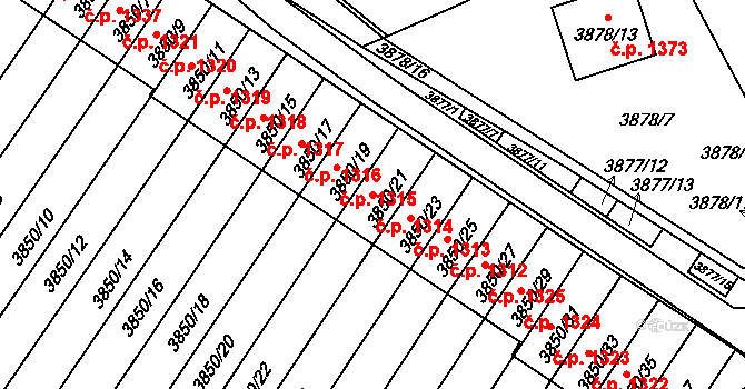 Střekov 1314, Ústí nad Labem na parcele st. 3850/21 v KÚ Střekov, Katastrální mapa