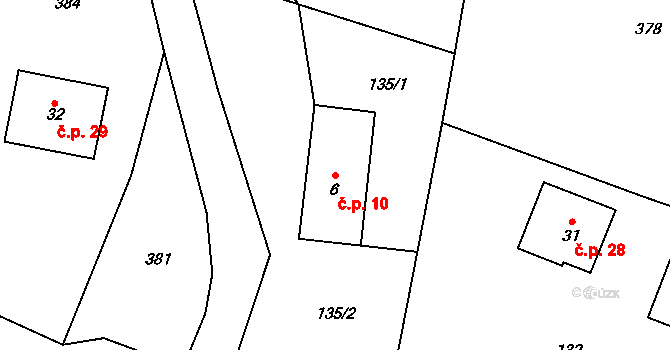 Dolní Poříčí 10, Křetín na parcele st. 6 v KÚ Dolní Poříčí nad Křetínkou, Katastrální mapa