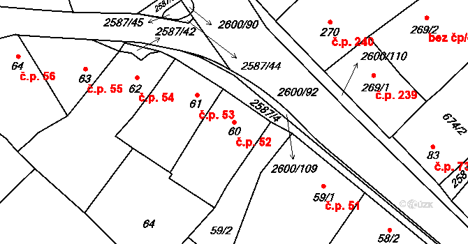 Horní Cerekev 52 na parcele st. 60 v KÚ Horní Cerekev, Katastrální mapa