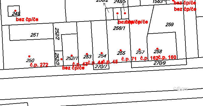 Řetenice 45, Teplice na parcele st. 254 v KÚ Teplice-Řetenice, Katastrální mapa