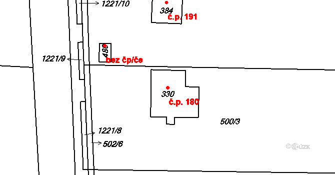Luby 180, Klatovy na parcele st. 330 v KÚ Luby, Katastrální mapa