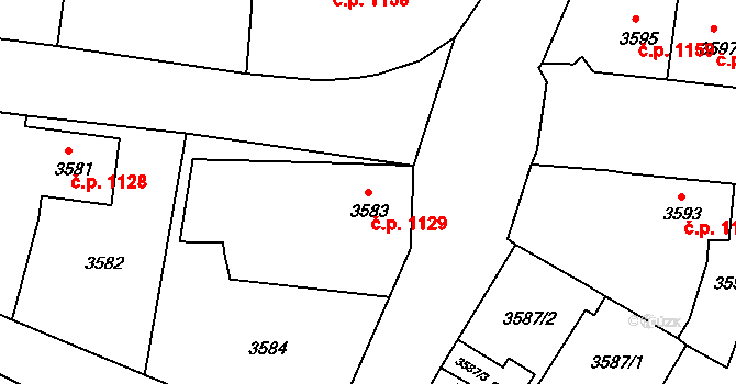 Česká Lípa 1129 na parcele st. 3583 v KÚ Česká Lípa, Katastrální mapa