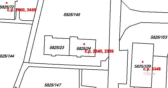 Česká Lípa 2339,2340 na parcele st. 5825/24 v KÚ Česká Lípa, Katastrální mapa