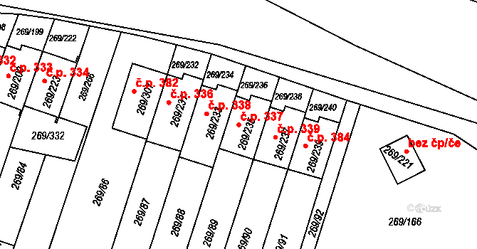 Pražské Předměstí 337, Bílina na parcele st. 269/235 v KÚ Bílina, Katastrální mapa