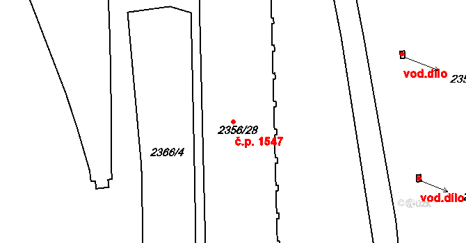 Holešovice 1547, Praha na parcele st. 2356/28 v KÚ Holešovice, Katastrální mapa