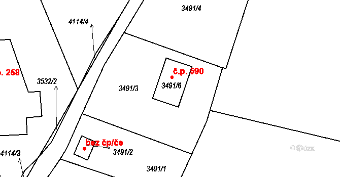 Podmoklice 590, Semily na parcele st. 3491/6 v KÚ Semily, Katastrální mapa