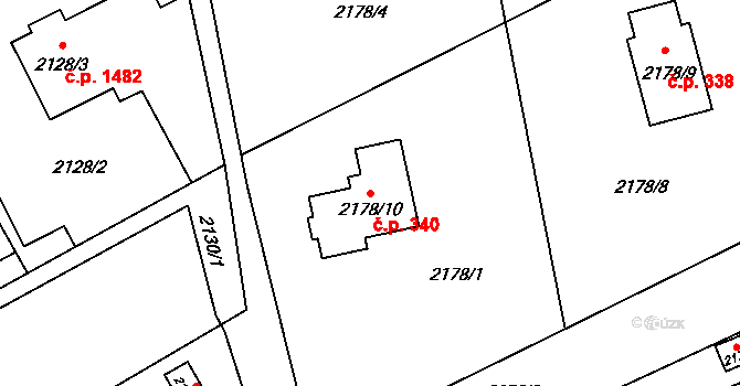 Mizerov 340, Karviná na parcele st. 2178/10 v KÚ Karviná-město, Katastrální mapa