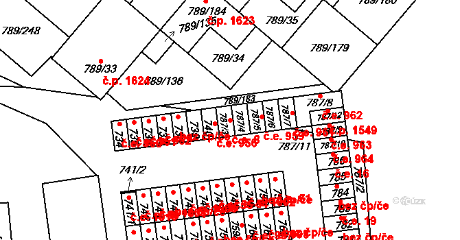 Strážnice 957 na parcele st. 787/3 v KÚ Strážnice na Moravě, Katastrální mapa