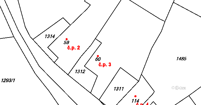 Pařezí 3, Chotýšany na parcele st. 60 v KÚ Chotýšany, Katastrální mapa
