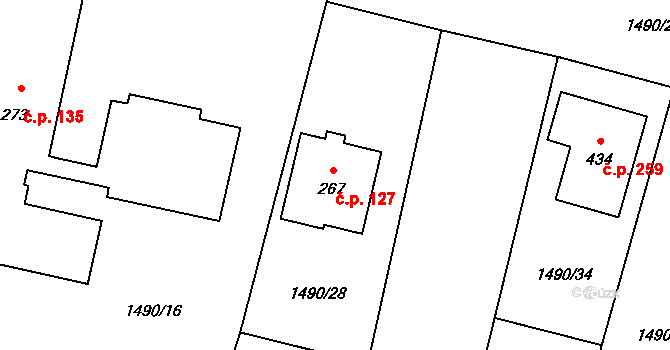 Olbramovice Ves 127, Olbramovice na parcele st. 267 v KÚ Olbramovice u Votic, Katastrální mapa