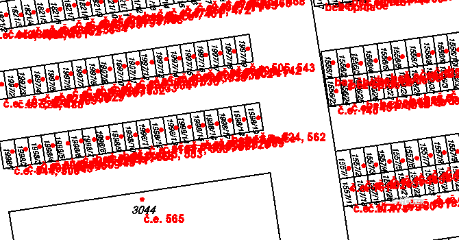 Otrokovice 522 na parcele st. 1998/17 v KÚ Otrokovice, Katastrální mapa