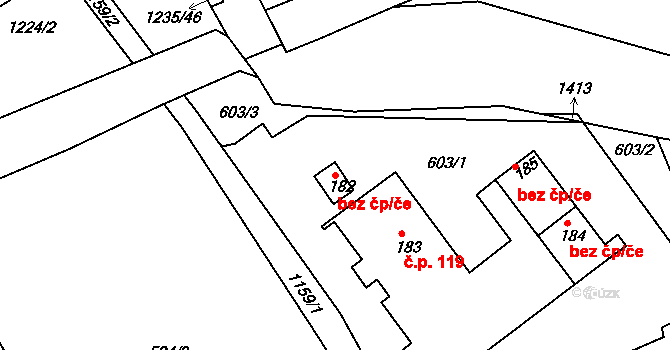 Heřmanice 38437767 na parcele st. 182 v KÚ Heřmanice u Frýdlantu, Katastrální mapa