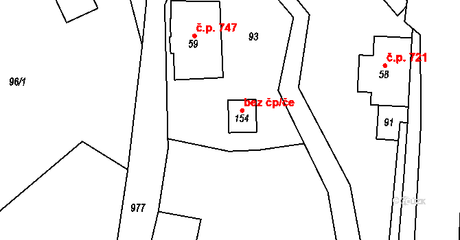 Jilemnice 38495767 na parcele st. 154 v KÚ Hrabačov, Katastrální mapa