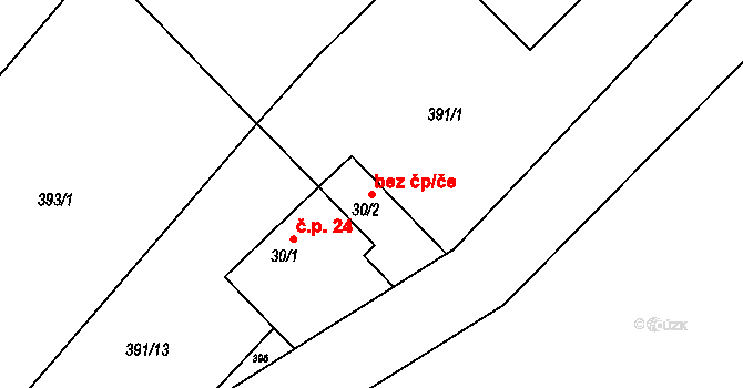 Hřiměždice 38628767 na parcele st. 30/2 v KÚ Vestec u Hřiměždic, Katastrální mapa