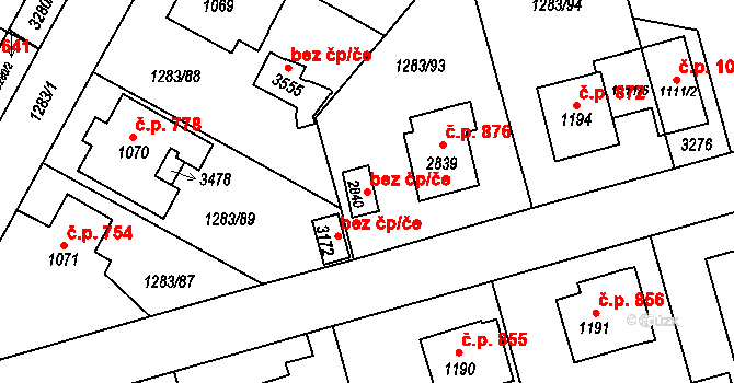 Litomyšl 40137767 na parcele st. 2840 v KÚ Litomyšl, Katastrální mapa