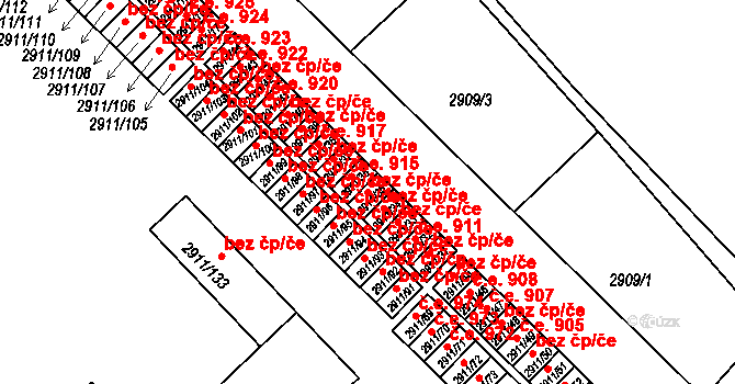 Roudnice nad Labem 43372767 na parcele st. 2911/35 v KÚ Roudnice nad Labem, Katastrální mapa