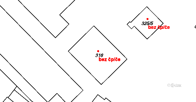 Bučovice 43528767 na parcele st. 316 v KÚ Bučovice, Katastrální mapa