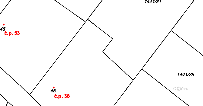 Hvozd 38 na parcele st. 46 v KÚ Hvozd u Manětína, Katastrální mapa