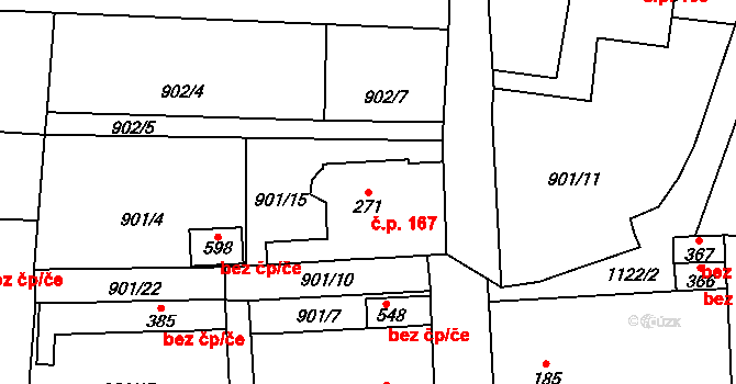 Velká Ves 167, Broumov na parcele st. 271 v KÚ Velká Ves u Broumova, Katastrální mapa