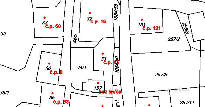 Masákova Lhota 15, Zdíkov na parcele st. 33 v KÚ Masákova Lhota, Katastrální mapa
