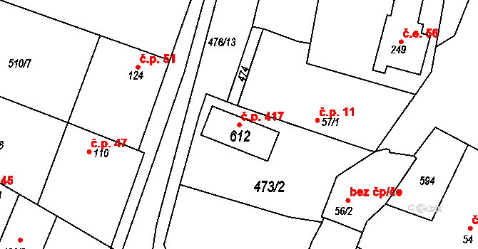 Horoušánky 417, Horoušany na parcele st. 612 v KÚ Horoušany, Katastrální mapa
