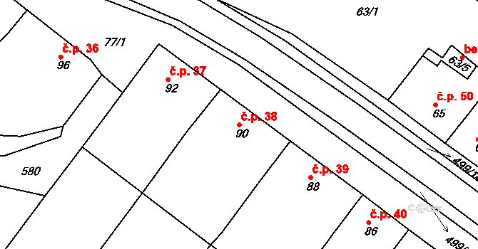 Smolín 38, Pohořelice na parcele st. 90 v KÚ Smolín, Katastrální mapa