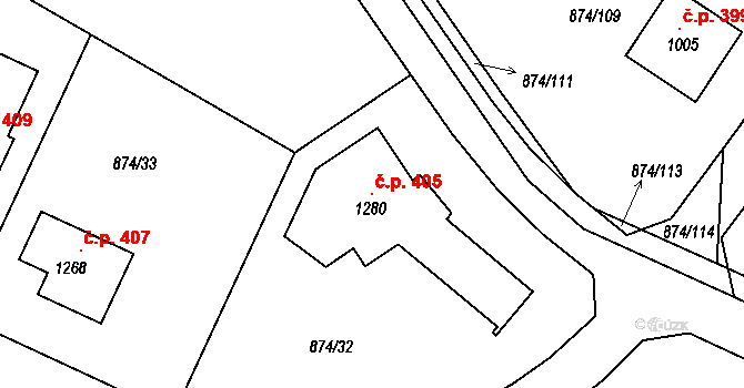 Želivec 405, Sulice na parcele st. 1280 v KÚ Sulice, Katastrální mapa