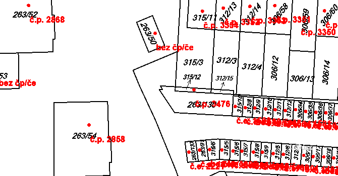 Znojmo 3476 na parcele st. 263/130 v KÚ Znojmo-Louka, Katastrální mapa
