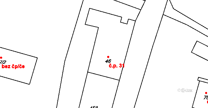 Hranice IX-Uhřínov 31, Hranice na parcele st. 46 v KÚ Uhřínov u Hranic, Katastrální mapa