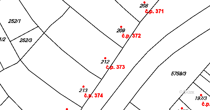 Kojetín I-Město 373, Kojetín na parcele st. 212 v KÚ Kojetín, Katastrální mapa