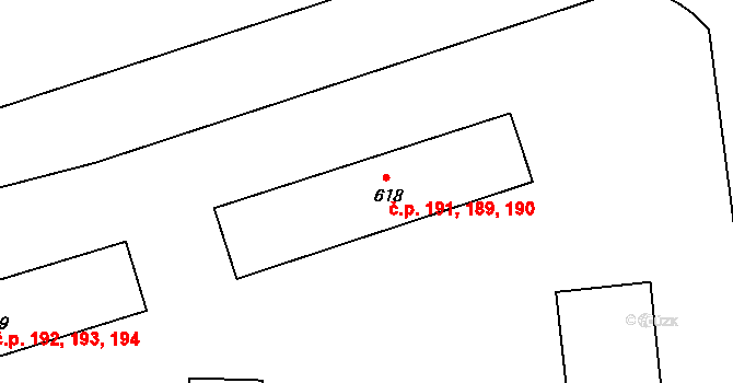 Stochov 189,190,191 na parcele st. 618 v KÚ Stochov, Katastrální mapa