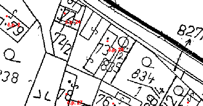 Pivnisko 26, Chlístovice na parcele st. 73 v KÚ Žandov, Katastrální mapa