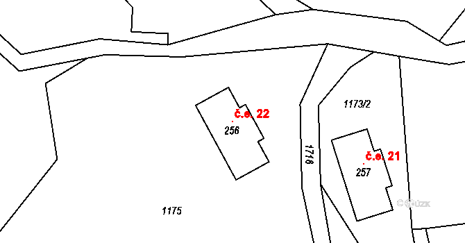 Javorník 22, Rudník na parcele st. 256 v KÚ Javorník v Krkonoších, Katastrální mapa