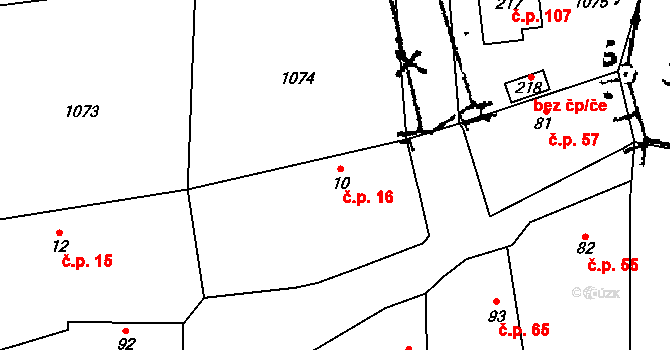 Pňov 16, Pňov-Předhradí na parcele st. 10 v KÚ Pňov, Katastrální mapa