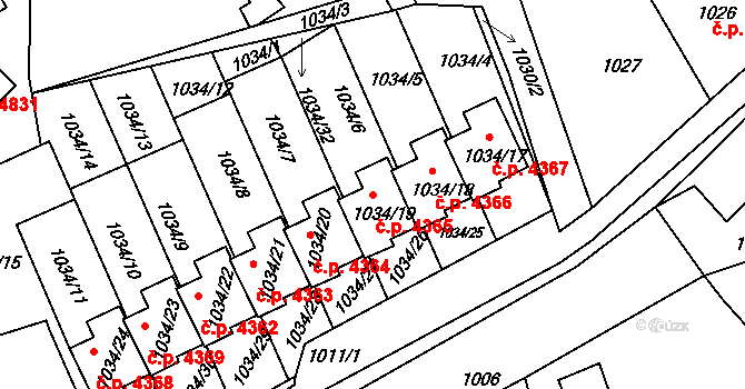 Mšeno nad Nisou 4365, Jablonec nad Nisou na parcele st. 1034/19 v KÚ Mšeno nad Nisou, Katastrální mapa