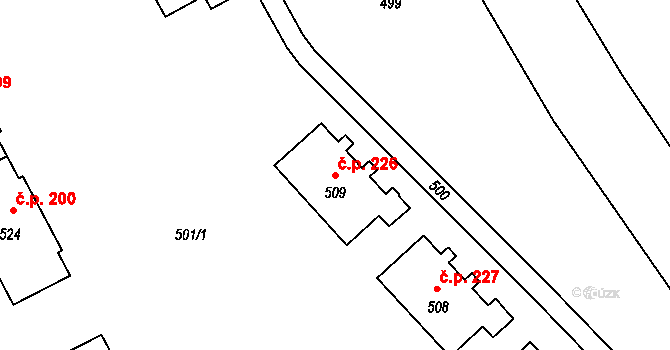 Dolní Líštná 226, Třinec na parcele st. 509 v KÚ Dolní Líštná, Katastrální mapa