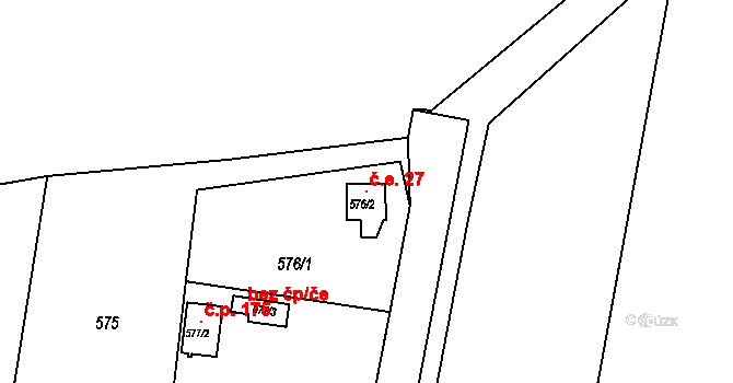 Neveklov 27 na parcele st. 576/2 v KÚ Neveklov, Katastrální mapa