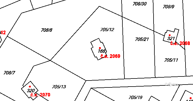 Skuheř 2069, Kamenice na parcele st. 168 v KÚ Těptín, Katastrální mapa