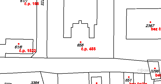 Stříbro 485 na parcele st. 656 v KÚ Stříbro, Katastrální mapa