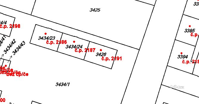 Teplice 2191 na parcele st. 3426 v KÚ Teplice, Katastrální mapa