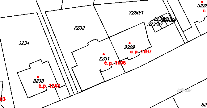 Smíchov 1196, Praha na parcele st. 3231 v KÚ Smíchov, Katastrální mapa