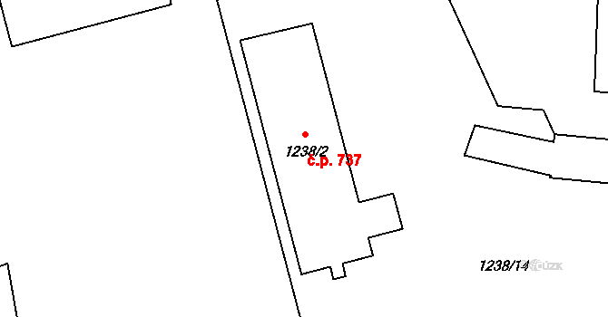 Ruzyně 737, Praha na parcele st. 1238/2 v KÚ Ruzyně, Katastrální mapa