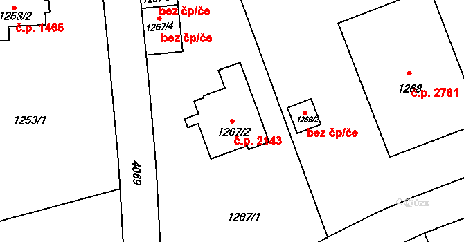Dejvice 2143, Praha na parcele st. 1267/2 v KÚ Dejvice, Katastrální mapa