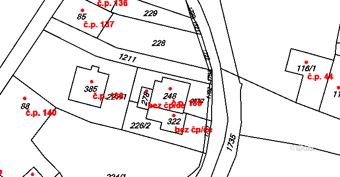 Pilníkov 188 na parcele st. 248 v KÚ Pilníkov I, Katastrální mapa