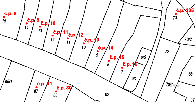 Česká Lípa 14 na parcele st. 9 v KÚ Česká Lípa, Katastrální mapa