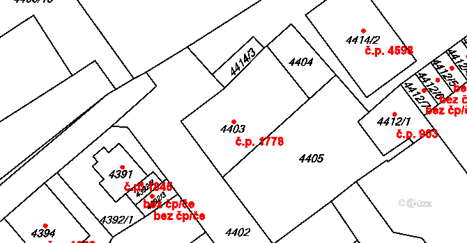 Chomutov 1778 na parcele st. 4403 v KÚ Chomutov I, Katastrální mapa