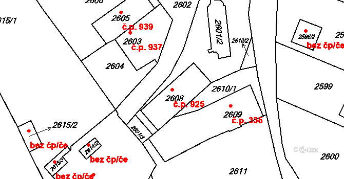 Rumburk 1 925, Rumburk na parcele st. 2608 v KÚ Rumburk, Katastrální mapa